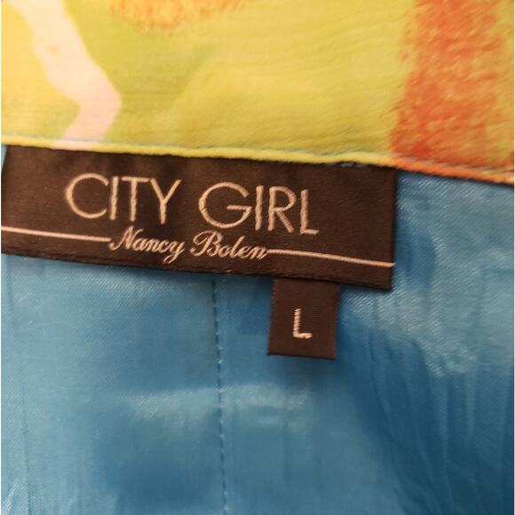 City Girl Nancy Bolen L multi color patch work look camisole and cover shirt - Picture 11 of 11